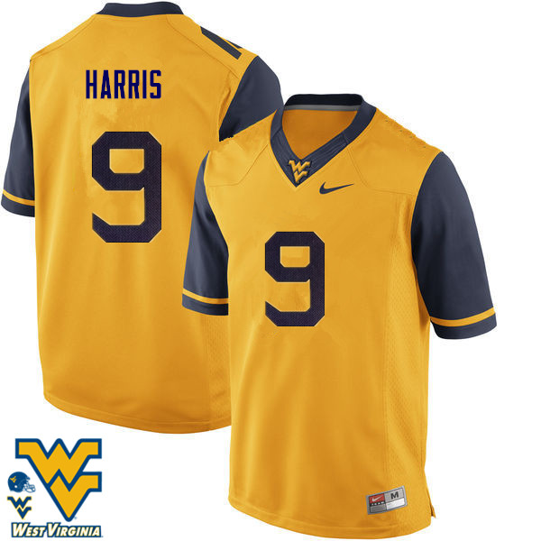 NCAA Men's Major Harris West Virginia Mountaineers Gold #9 Nike Stitched Football College Authentic Jersey UW23G58QX